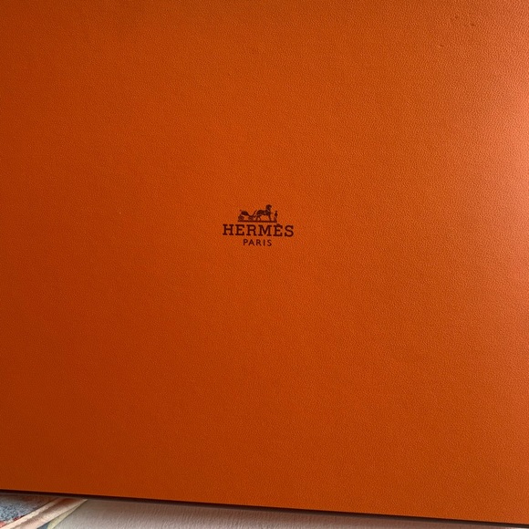 New Hermes scarf in box with tags. Mostly rose, gray and yellow. - Picture 3 of 5